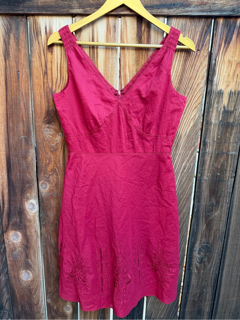 Ann Taylor Petites Pink Embroidered Cotton A-Line Dress